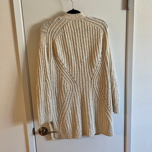 ATM Long Ivory Cream Chunky Oversized Knit Cotton Cardigan Small - Picture 7 of 8